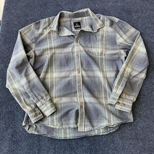 prAna Shirt Mens Extra Large Gray Plaid Button Down Long Sleeve Casual Outdoor